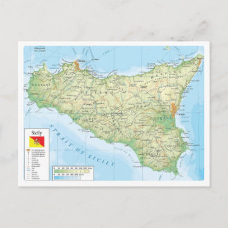 Postal Italia - Sicilia - Mapa de Sicilia -