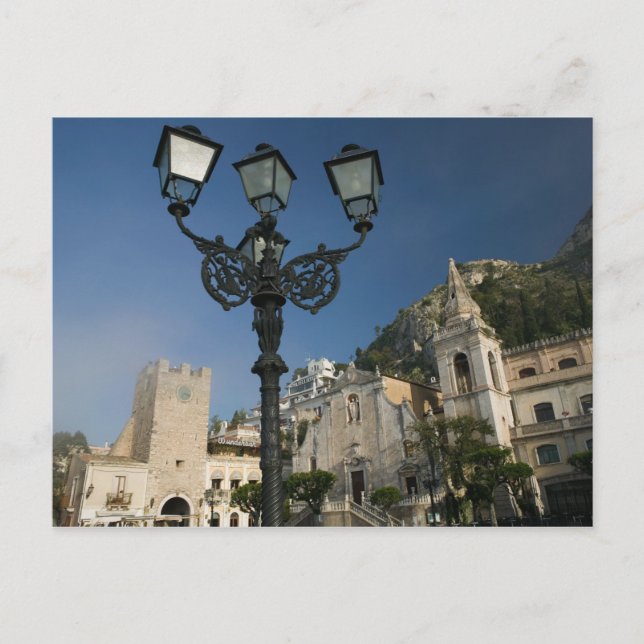 Postal ITALIA, Sicilia, TAORMINA: Piazza i Aprile, San (Anverso)