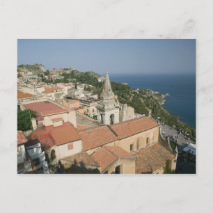 Postal ITALIA, Sicilia, TAORMINA: Vista hacia Piazza IX
