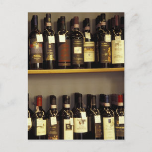Postal Italia, Toscana, Pienza Exposición de vino en tien