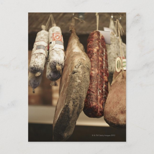 Postal Italia, Toscana, Pienza, Selección de jamón y (Anverso)