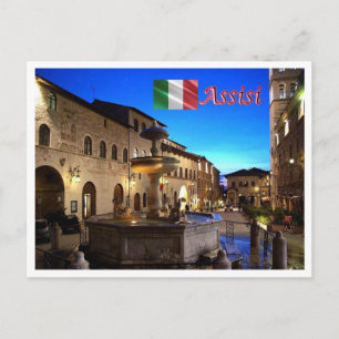 Postal Italia - Umbría - Asís - Plaza del ayuntamiento -