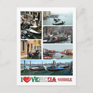 Postal Italia - Venecia - Góndolas - Me encanta -