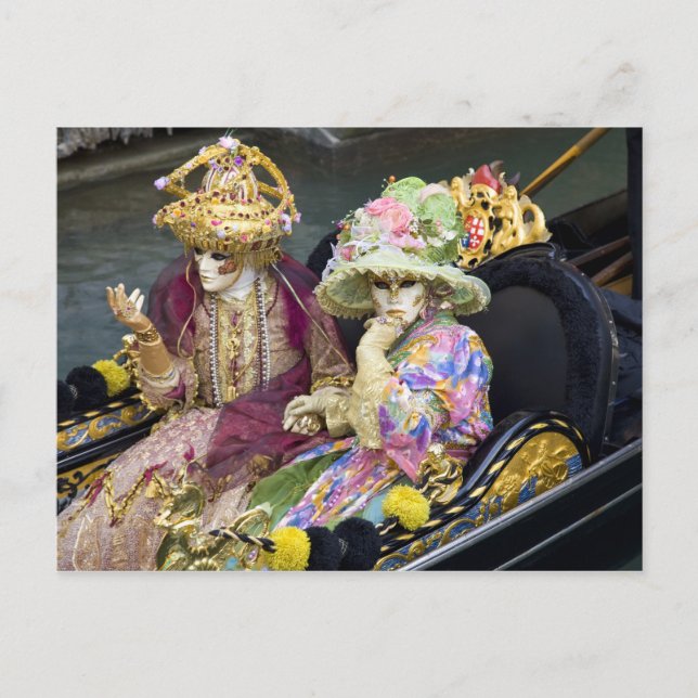 Postal Italia, Venecia. Pareja vestida con disfraces para (Anverso)