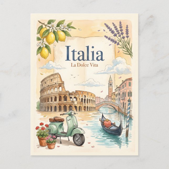 Postal Italia Viajes Vintage (Anverso)
