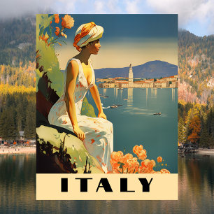 Postal Italia Viajes Vintage Romántico Mediterráneo