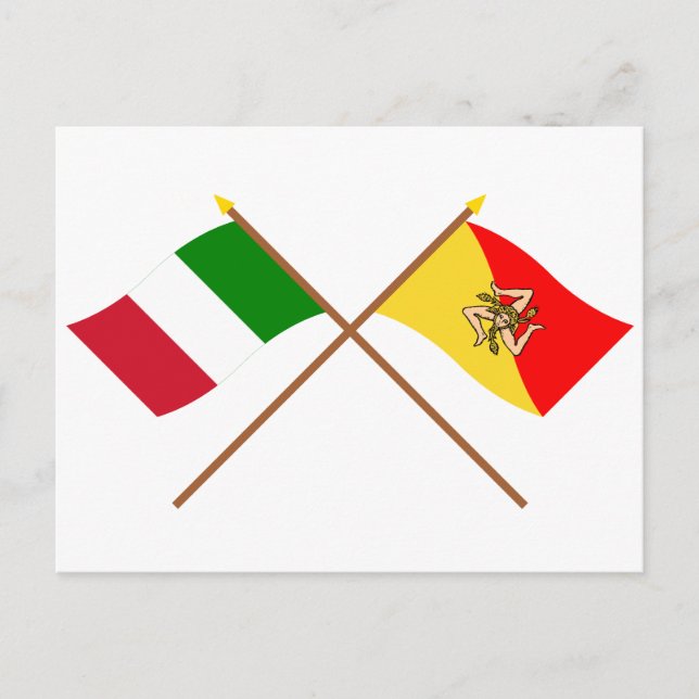 Postal Italia y Sicilia cruzaron banderas (Anverso)
