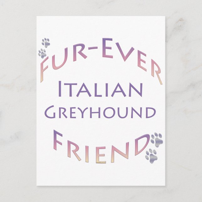 Postal Italian Greyhound por siempre (Anverso)