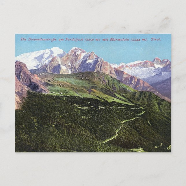 Postal italiana de postales para Dolomitas (Anverso)