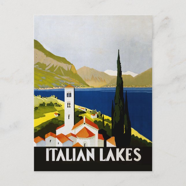 Postal Italiana Lakes Vintage Travel Italia (Anverso)