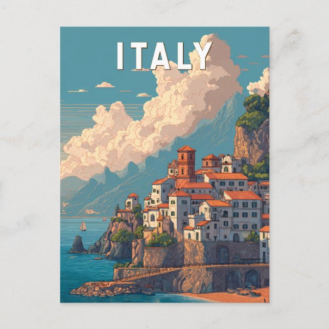 Postal Italy Illustration Travel Art Vintage (Anverso)
