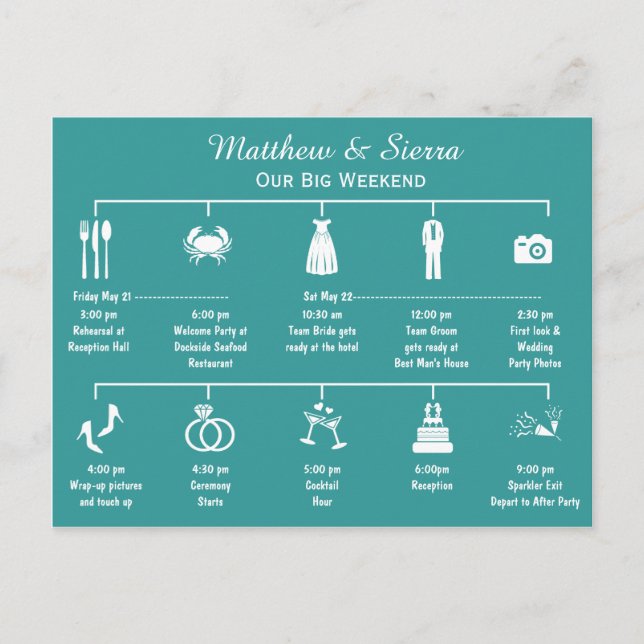 Postal Itinerario de la línea de tiempo de fin de semana  (Anverso)