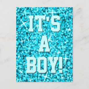 Postal "It's a Boy" azul brillante