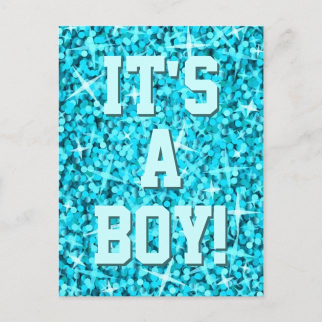 Postal "It's a Boy" azul brillante (Anverso)