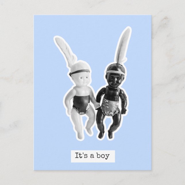 Postal It's a boy - Black and White Doll Indians (Anverso)
