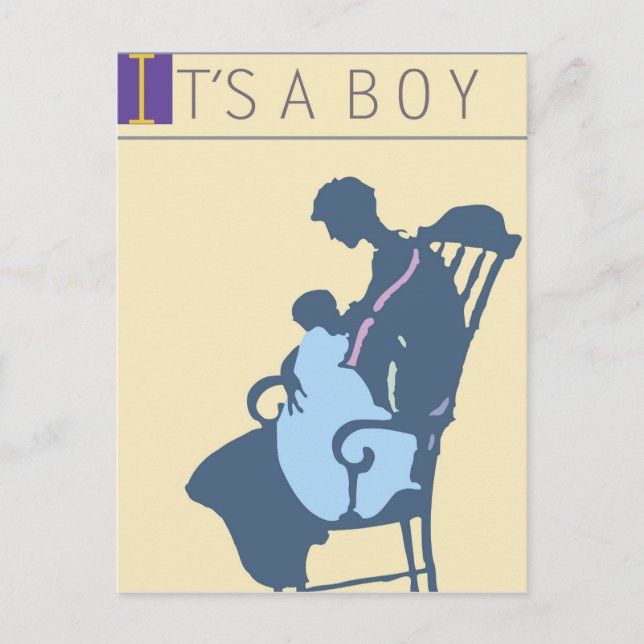 Postal <It's a Boy> por el minero de Steve (Anverso)