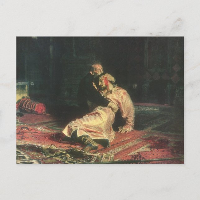 Postal Ivan el terrible y su hijo (Anverso)