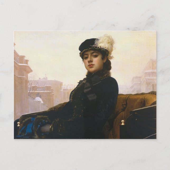 Postal Ivan Kramskoi - Retrato de una mujer desconocida (Anverso)