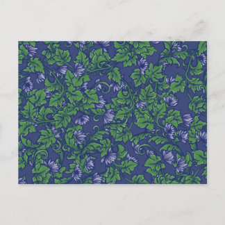 Postal Ivy Blues Patrón azul florido arte de tierra verde