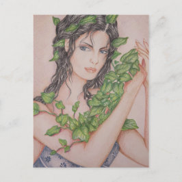 Postal Ivy Bride Chica Retrato Lápiz de arte Ilustracion