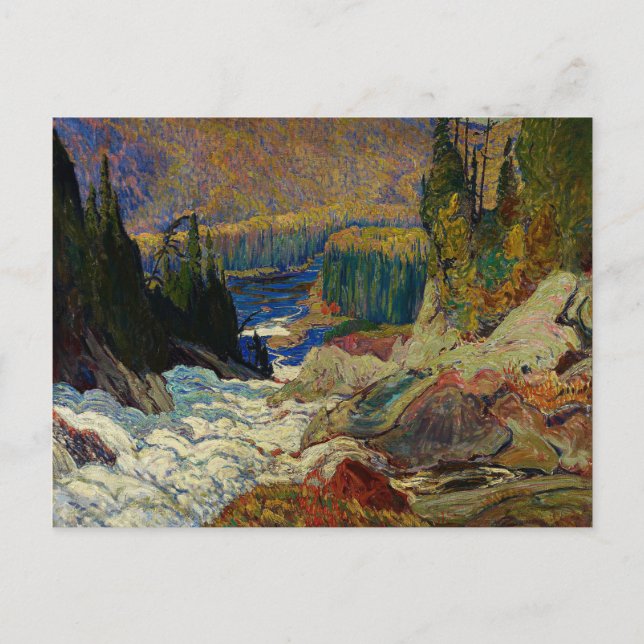 Postal J.E.H. MacDonald - Cataratas, Río Montreal, 1920. (Anverso)