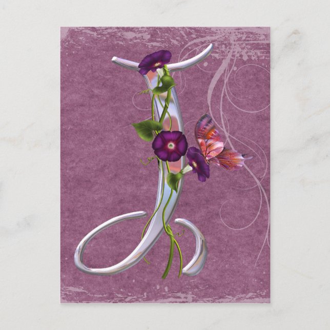 Postal J inicial de mariposa precisa (Anverso)