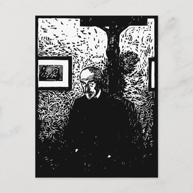 Postal J.-K. Huysmans Woodcut (Anverso)