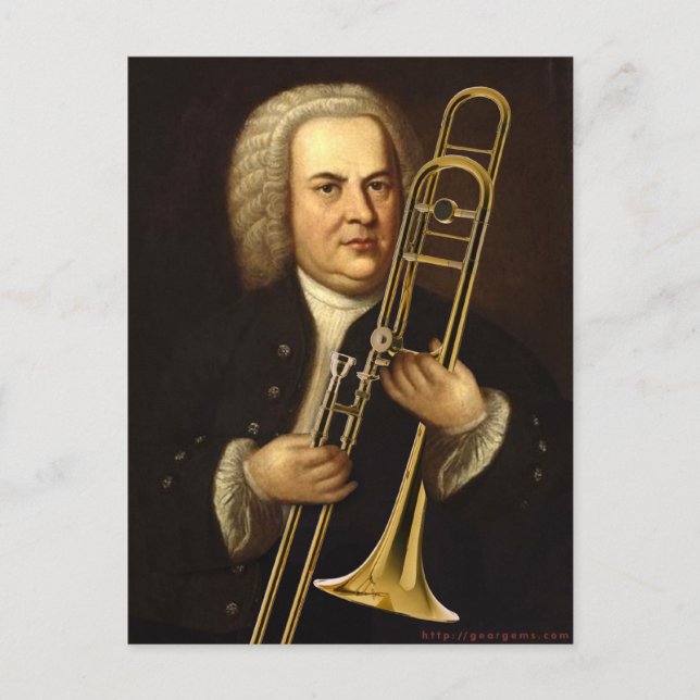 Postal J.S. Bach con Trombone (Anverso)