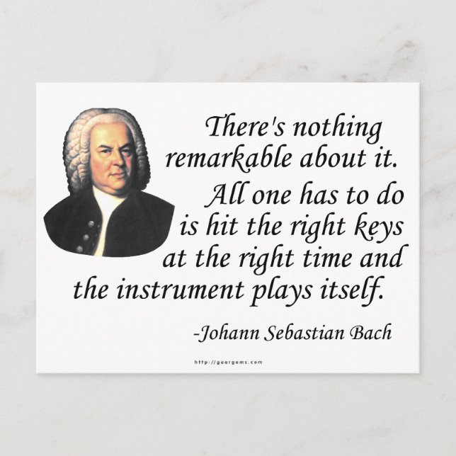 Postal J.S. Bach sobre jugar (Anverso)