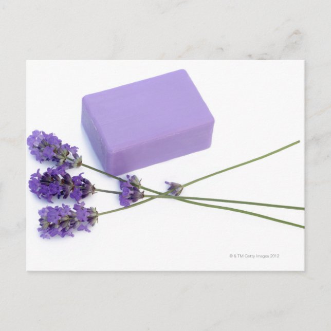 Postal Jabón de lavanda hecho con aceites 100% naturales (Anverso)
