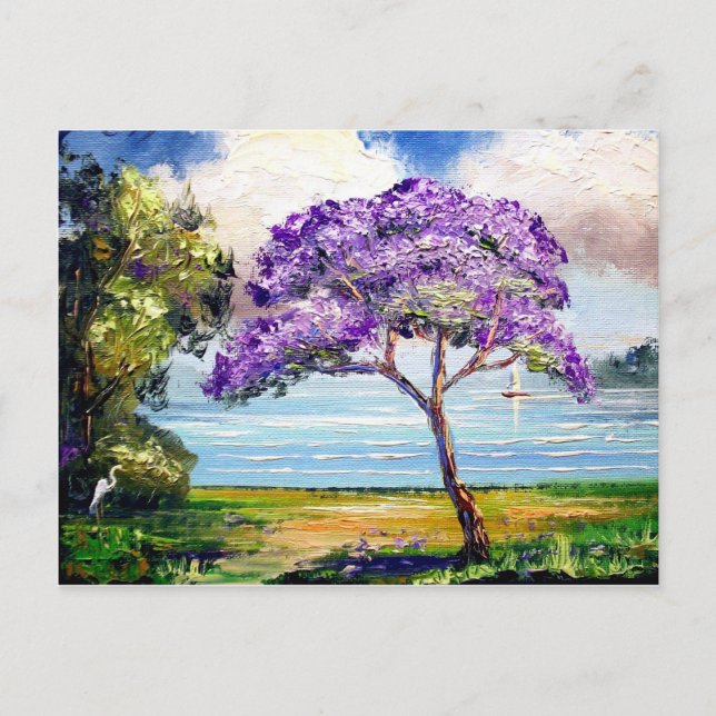 Postal Jacaranda Tree Tropical Art (Anverso)