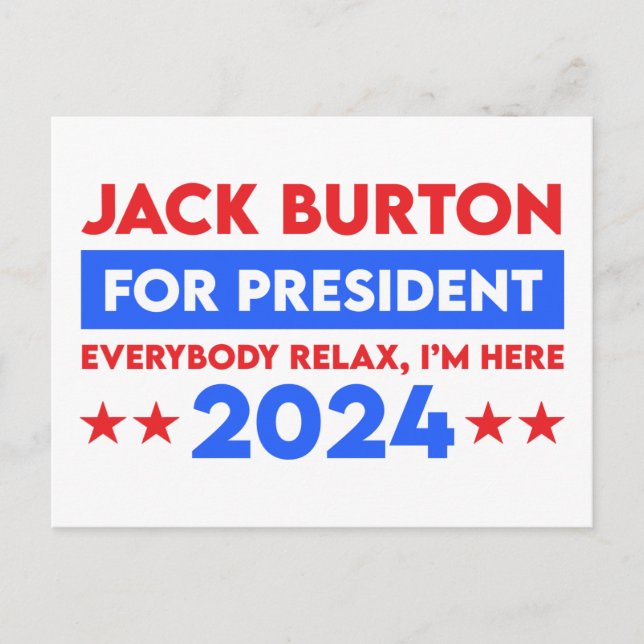 Postal Jack Burton para la presidencia 2024 (Anverso)