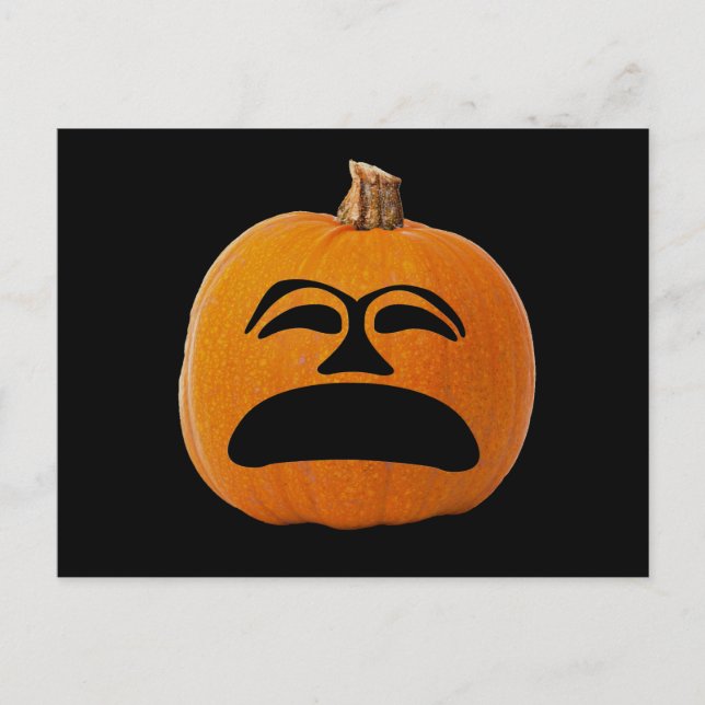 Postal Jack o' Lantern Cara infeliz, calabaza de Hallowee (Anverso)