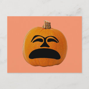 Postal Jack o' Lantern Cara infeliz, calabaza de Hallowee
