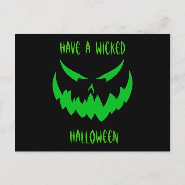 Postal Jack-O'-Lantern Face II, verde (Anverso)