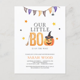 Postal Jack-o-lantern, Little Boo Baby Shower Invitation