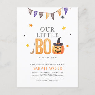 Postal Jack-o-lantern, Little Boo Baby Shower Invitation