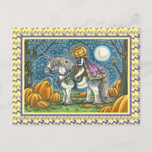 POSTAL JACK O LANTERN PRINCE EN SU MAGIC UNICORN PONY (Anverso)