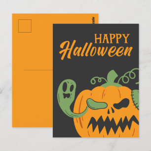 Postal Jack-o'-Lantern y Bones hablaban de Halloween