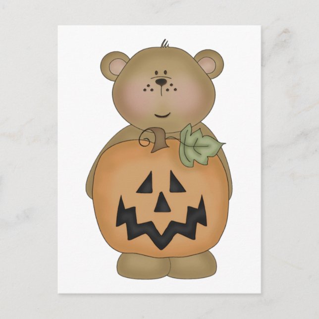 Postal Jack O'Lantern de osito de peluche (Anverso)