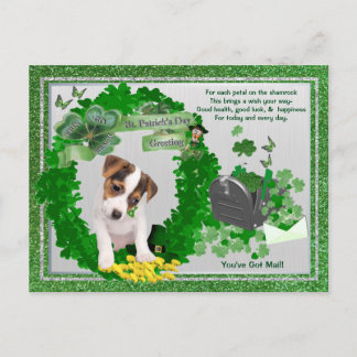 Postal Jack Russell New Pup 1 St Patty's You have Mail