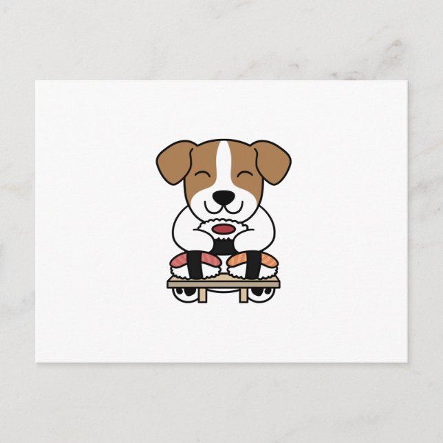 Postal Jack Russell Terrier Sushi Lover (Anverso)