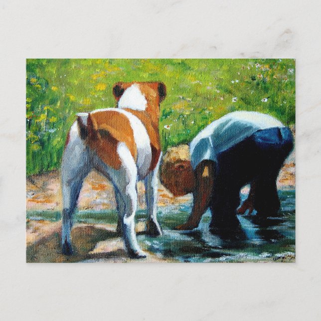 POSTAL JACK RUSSELL TERRIER Y BOY: ARTE (Anverso)