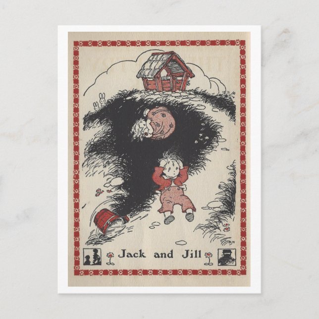 Postal Jack y Jill, Ilustracion de libros antiguos (Anverso)