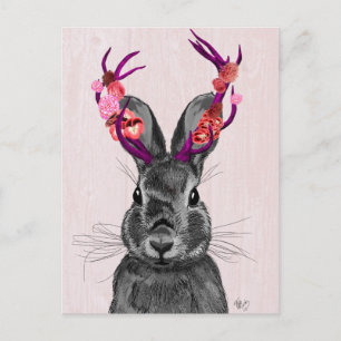 Postal Jackalope con anillos rosados 2