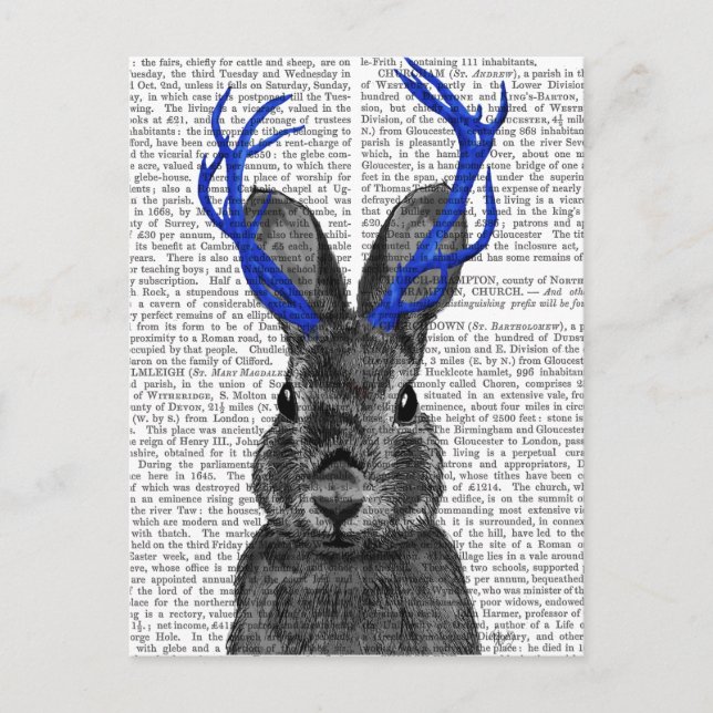 Postal Jackalope con las Antillas Azules (Anverso)