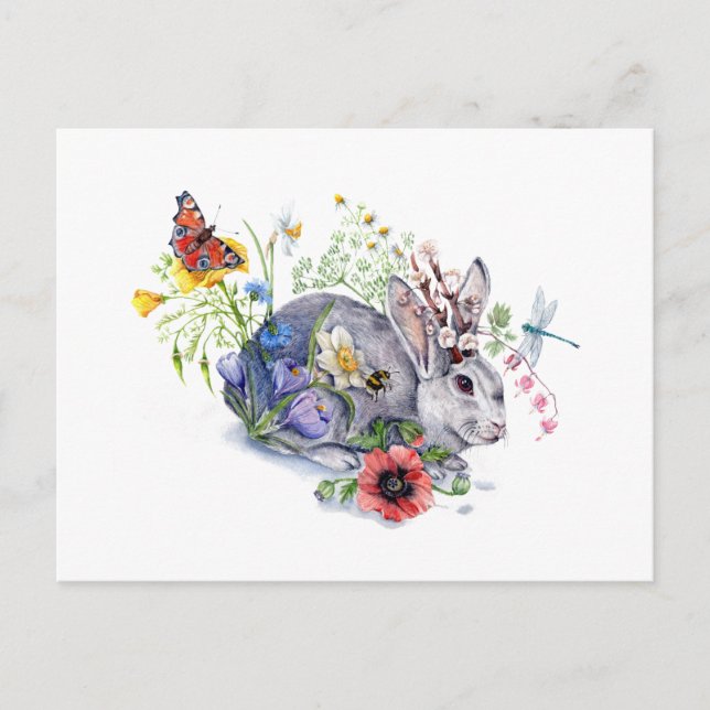 Postal Jackalope de primavera (Anverso)