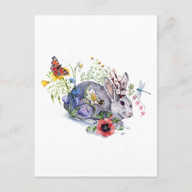 Postal Jackalope de primavera (Anverso)