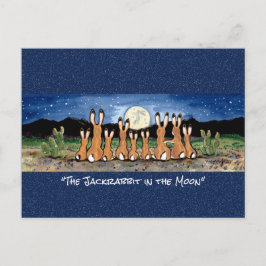 Postal Jackrabbit en la Luna Whimsical Watercolor Art P
