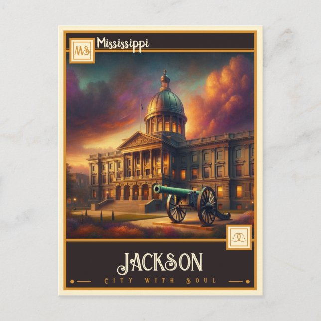 Postal Jackson, Misisipi  | Vintage (Anverso)